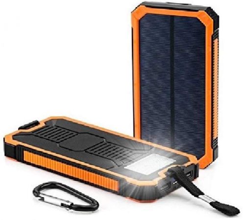 chyaidach Solar Charger 30000mAh Portable Solar Power Bank Built-in 3 Cables With Dual LED Flashlight External Battery Waterproof Solar Phone Charger For Outdoor Camping Travel Color : Red 