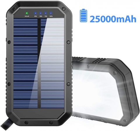 Solar Charger, 25000mAh Battery Solar Power Bank Portable Panel Charger