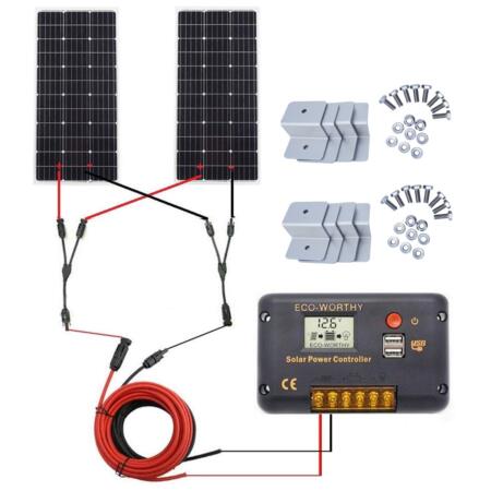 ECO-WORTHY 200 Watt (2pcs 100W) Monocrystalline Solar Panel